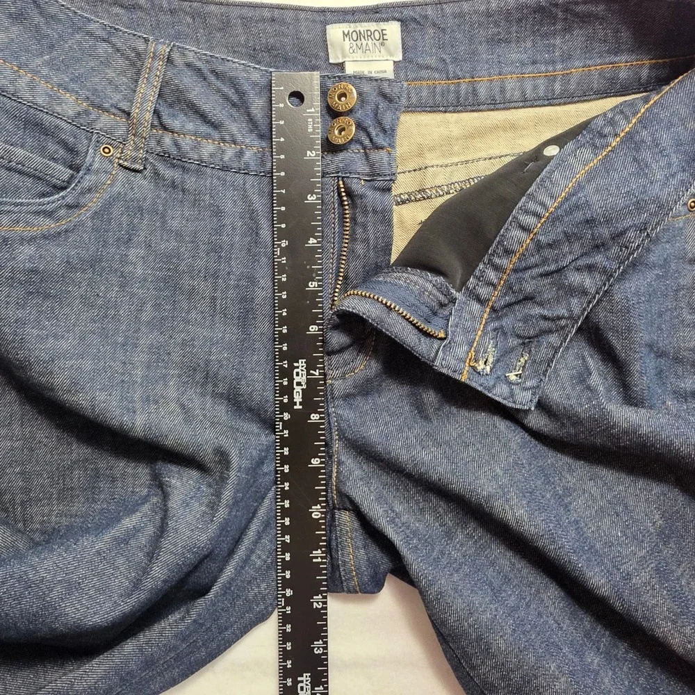 Monroe & Main Wide Leg Jeans Womens 14 Dark Wash Denim High Rise Trouser Pants